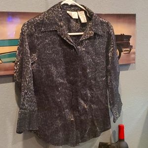 Kathy Lee 3/4 Length Sleeve Shiney Leopard Print Blouse